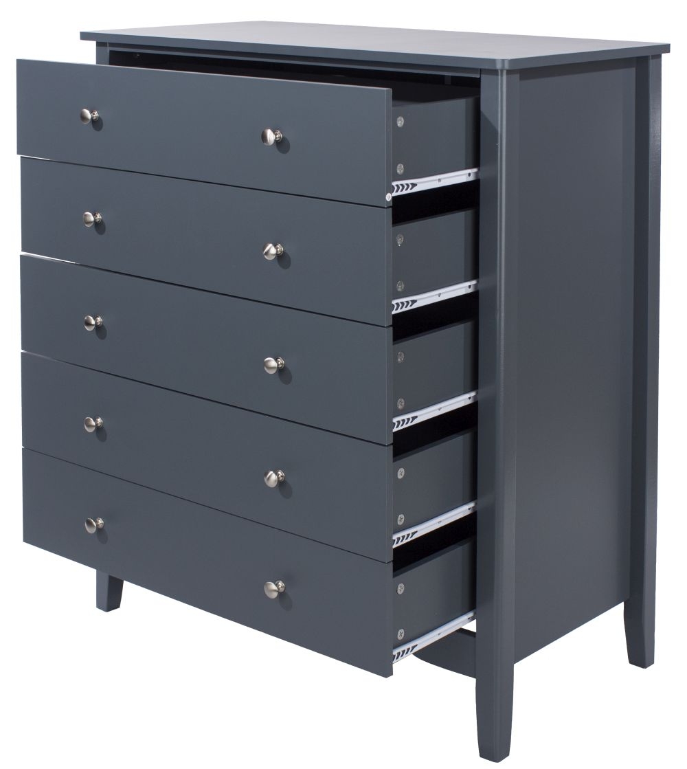 Product photograph of Como Blue Painted 5 Drawer Chest from Choice Furniture Superstore.
